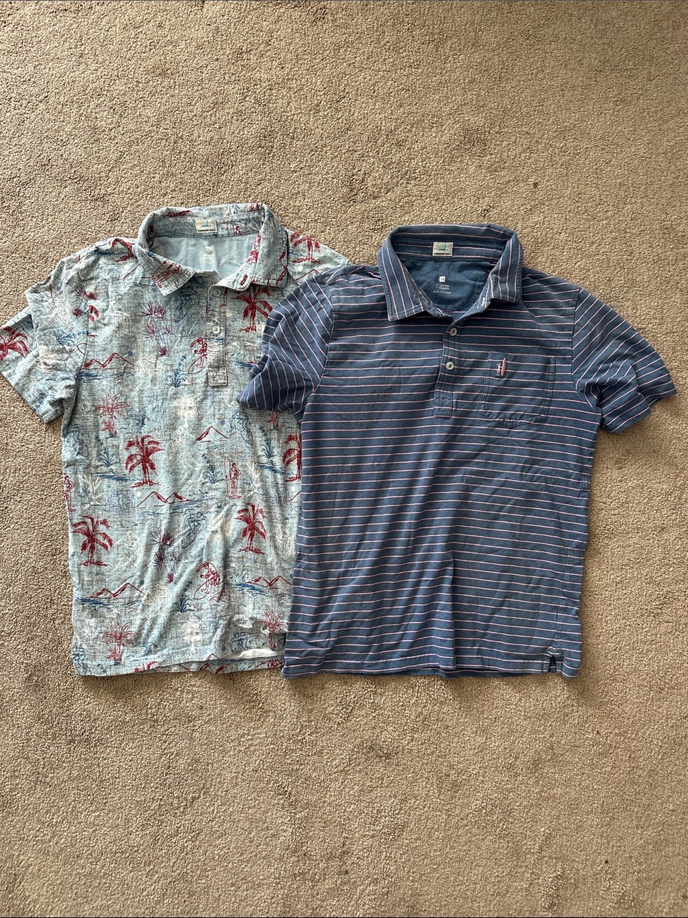 johnnie-O Navy & Light Blue Striped Kids Polo